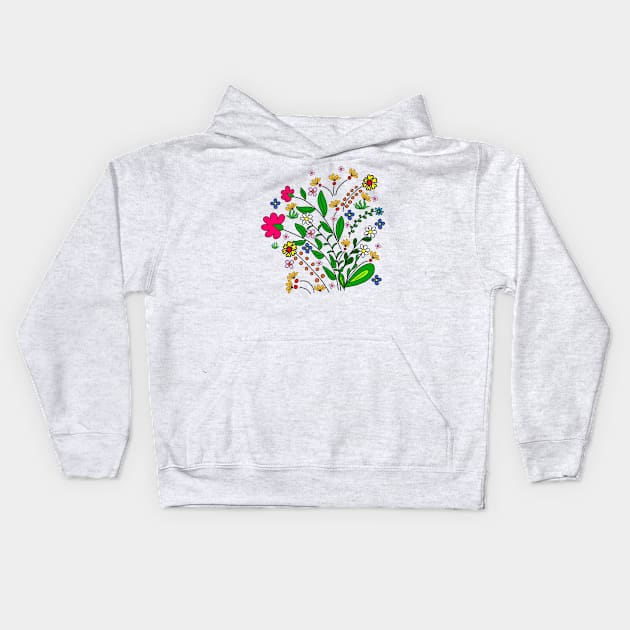 colourful flower meadow blooming flower tendril floral pattern Kids Hoodie by rh_naturestyles